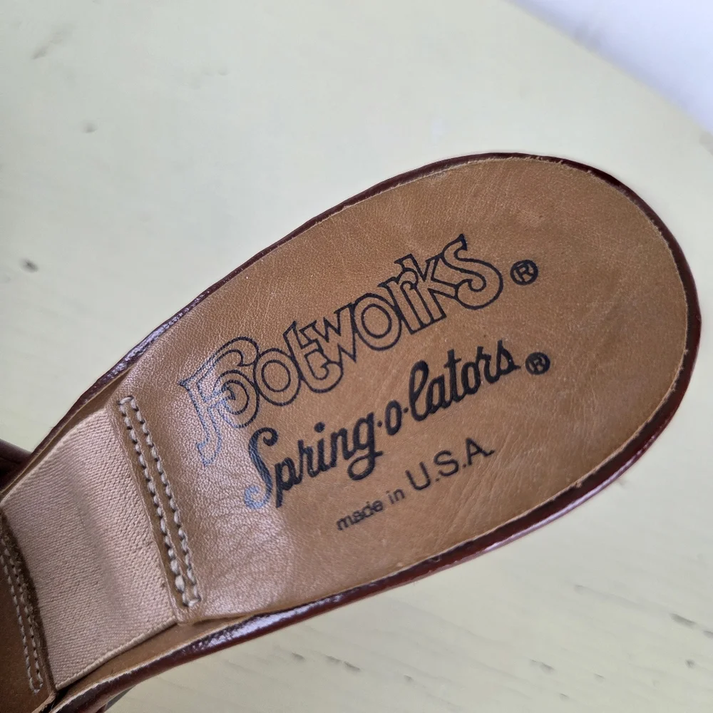 Vintage Foot Works Sling O Lators Brown Leather Women's Mules 6M - Picture 9 of 16